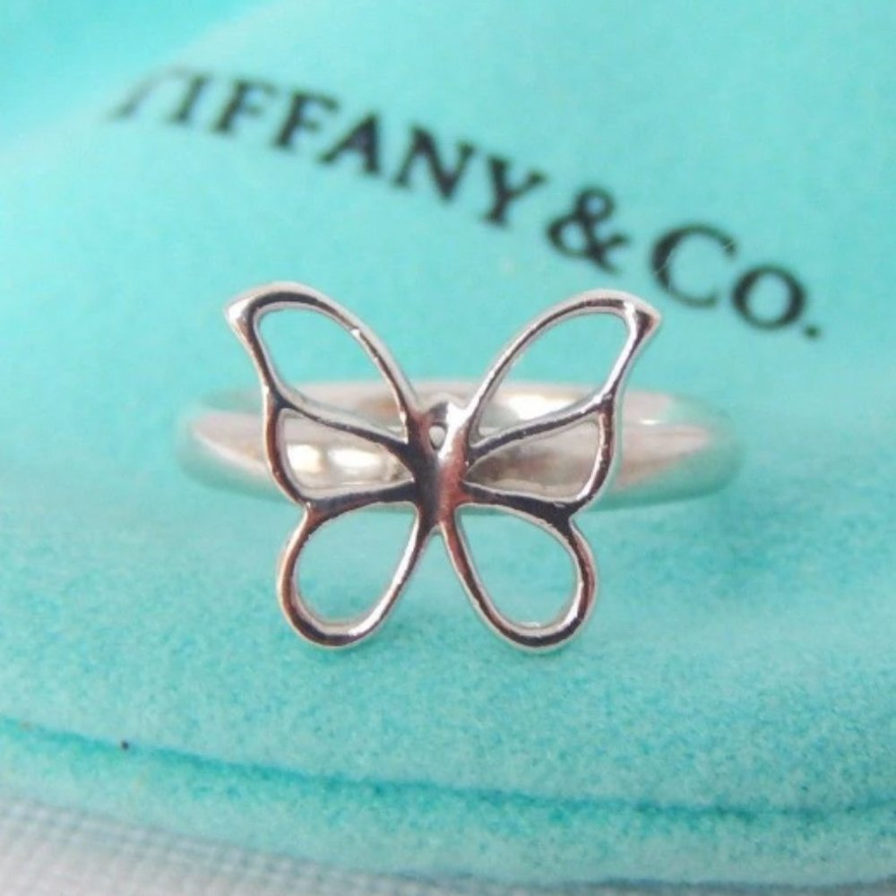 LK NEW! Adorable Tiffany & Co Sterling Silver Butterfly Ring from Italy Ring